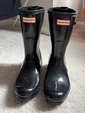 Hunter Black Gloss Adjustable Rain Boots